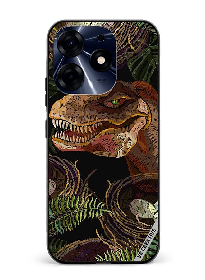 VR CREATIVE Protective Case Cover For Tecno Spark 10 Pro Tyrannosaurus Rex Head, Palm Leaves And Eggs In Bird Nest Design Multicolour - Image 1