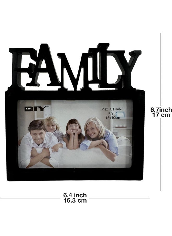 Decorhills DECORHILLS FRAMES & DECOR Plastic Family Design Single Photo with Tabletop Display for 6x4 Inch Photo Size, Black , 1-Pc  - Image 4