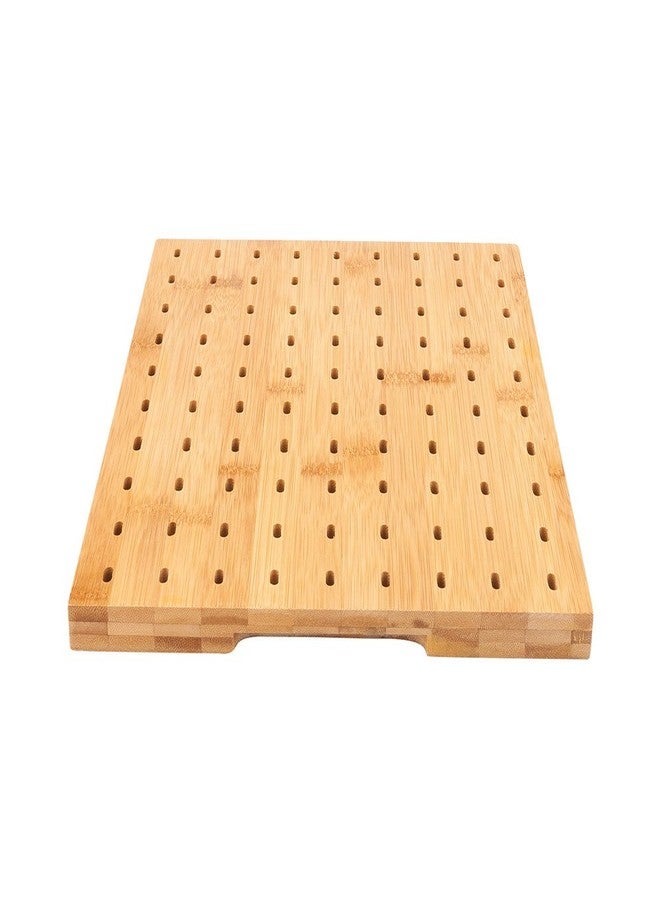 Restaurantware 14" x 10" Rectangular Bamboo Paddle Food Skewer Holder: Perfect for Cocktail Parties and Catering Events - Biodegradable Paddle Pick Stand and Food Display - 90 Holes - 1-CT - Image 2