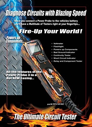Power Probe III w/Case & Accessories - (PP319FTC) [Car Automotive Diagnostic Test Tool, Digital Volt Meter, AC/DC Current Resistance, Circuit Tester] (Fire - Limited Edition) - Image 3