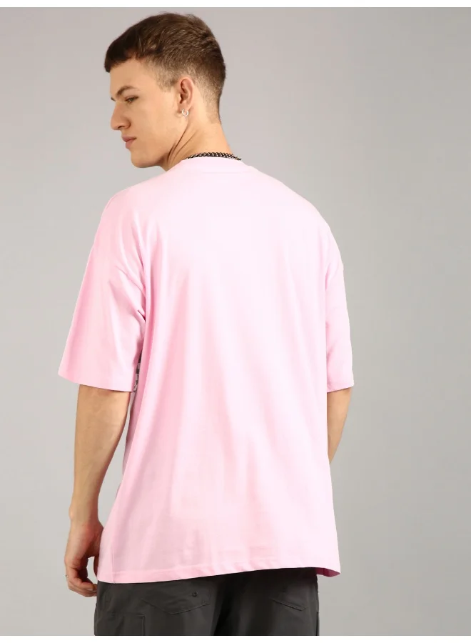 جوفن Pink Oversized T-Shirt for Men