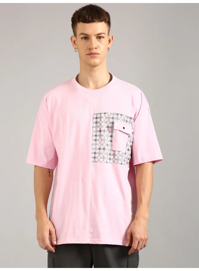 جوفن Pink Oversized T-Shirt for Men