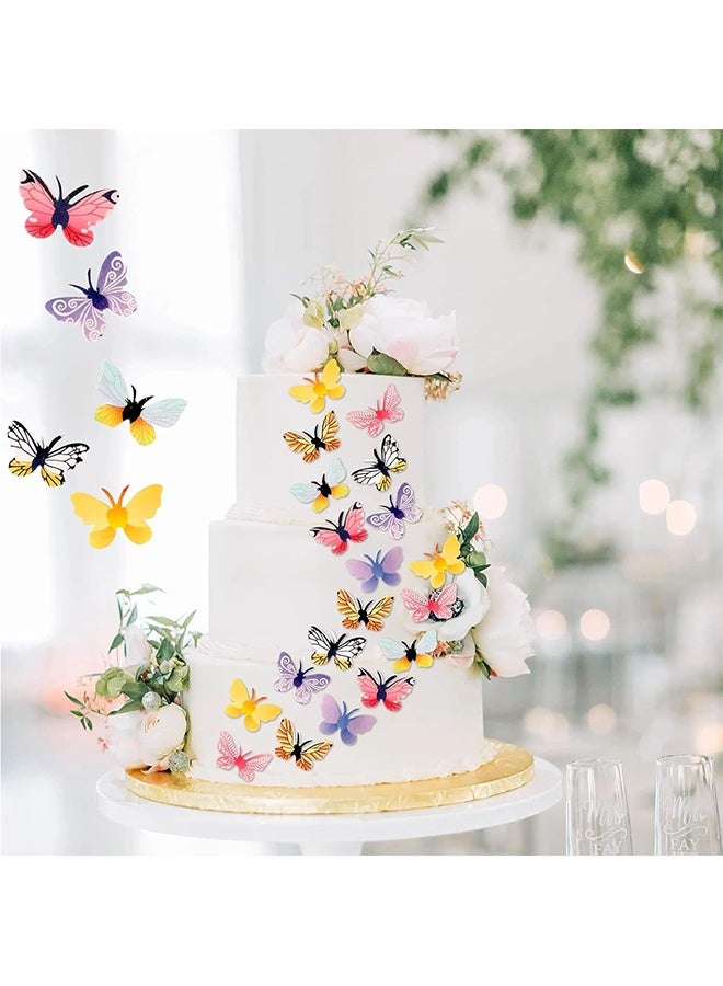 72 Pieces Wafer Butterfly Stickers Watercolor Cake Toppers for Party Baking Decoration Food Safe DIY Cupcake Decor(Random Colors) - Image 2