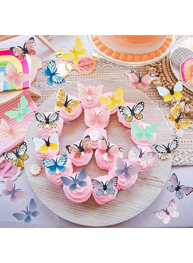 72 Pieces Wafer Butterfly Stickers Watercolor Cake Toppers for Party Baking Decoration Food Safe DIY Cupcake Decor(Random Colors) - Image 4