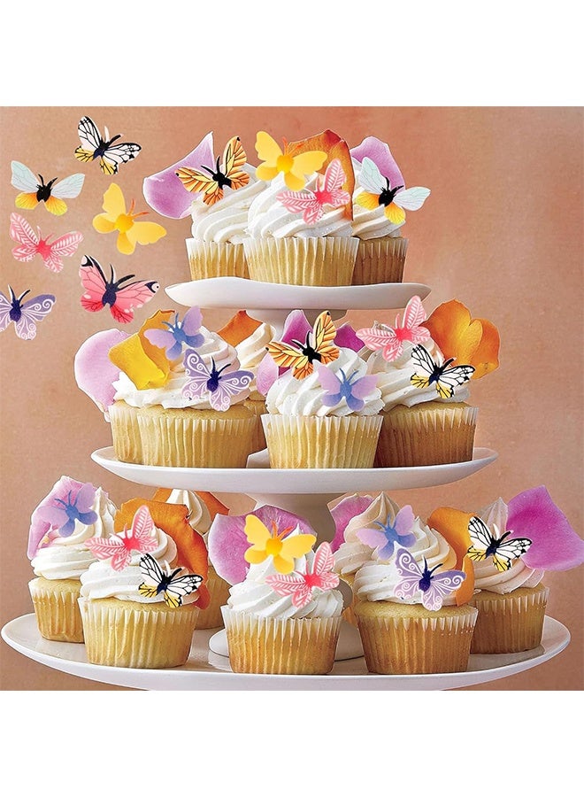 72 Pieces Wafer Butterfly Stickers Watercolor Cake Toppers for Party Baking Decoration Food Safe DIY Cupcake Decor(Random Colors) - Image 3