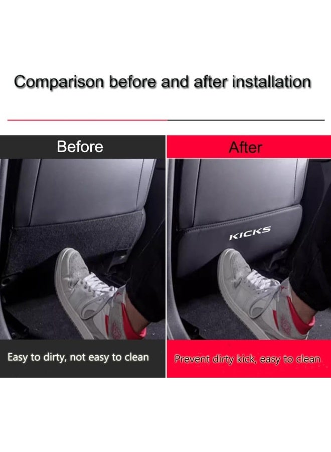 XITER 2Pcs Leather Car Seat Back Protectors Kids Kick Mats Waterproof Backseat Covers for Nissan Kicks 2018-2024 Interior Accessories (Black) - Image 2