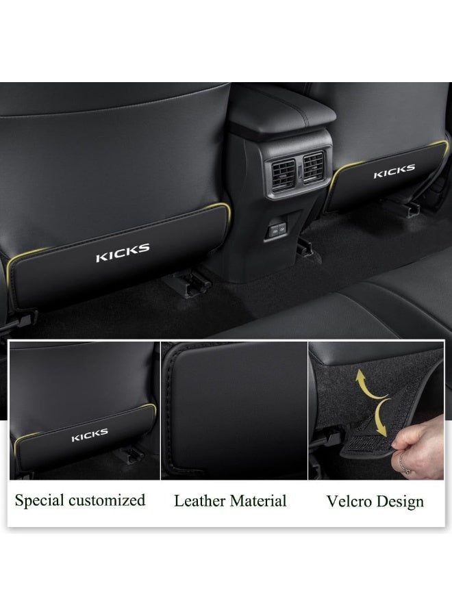 XITER 2Pcs Leather Car Seat Back Protectors Kids Kick Mats Waterproof Backseat Covers for Nissan Kicks 2018-2024 Interior Accessories (Black) - Image 3
