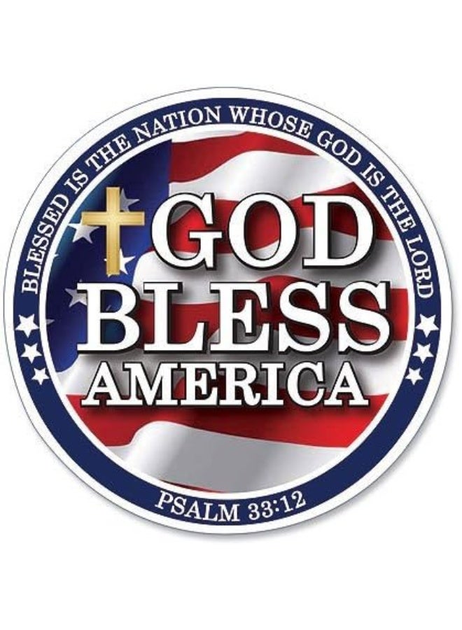 Autom God Bless America Psalm 33:12 Scripture 6" Round Flexible Car Magnet Decal Religious Gift
