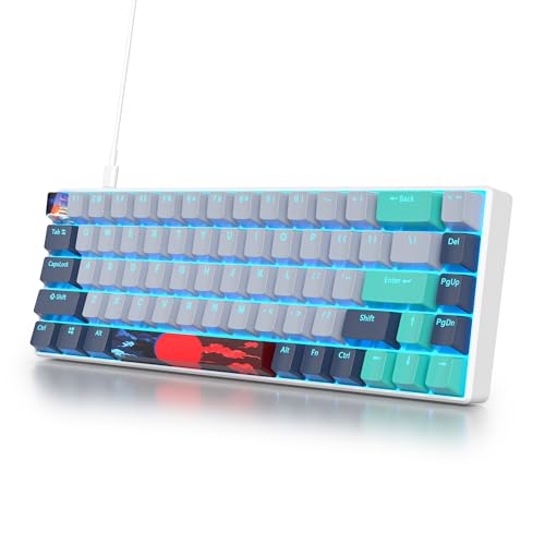 Owpkeenthy 65 Percent Mechanical Gaming Keyboard Hammerhead Shark with Red Switch Ultra Compact RGB Wired 60% Gaming Keyboard N-Key Rollover for PC Gamer Box PS - Image 1
