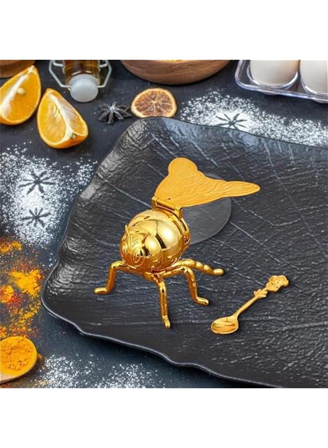 Bee Shaped Honey Jar Sugar Pots with Spoon, Modern Decorative Condiment Pot for Home Store Honey Syrup Housewarming Gift, Gold Rose - Image 2
