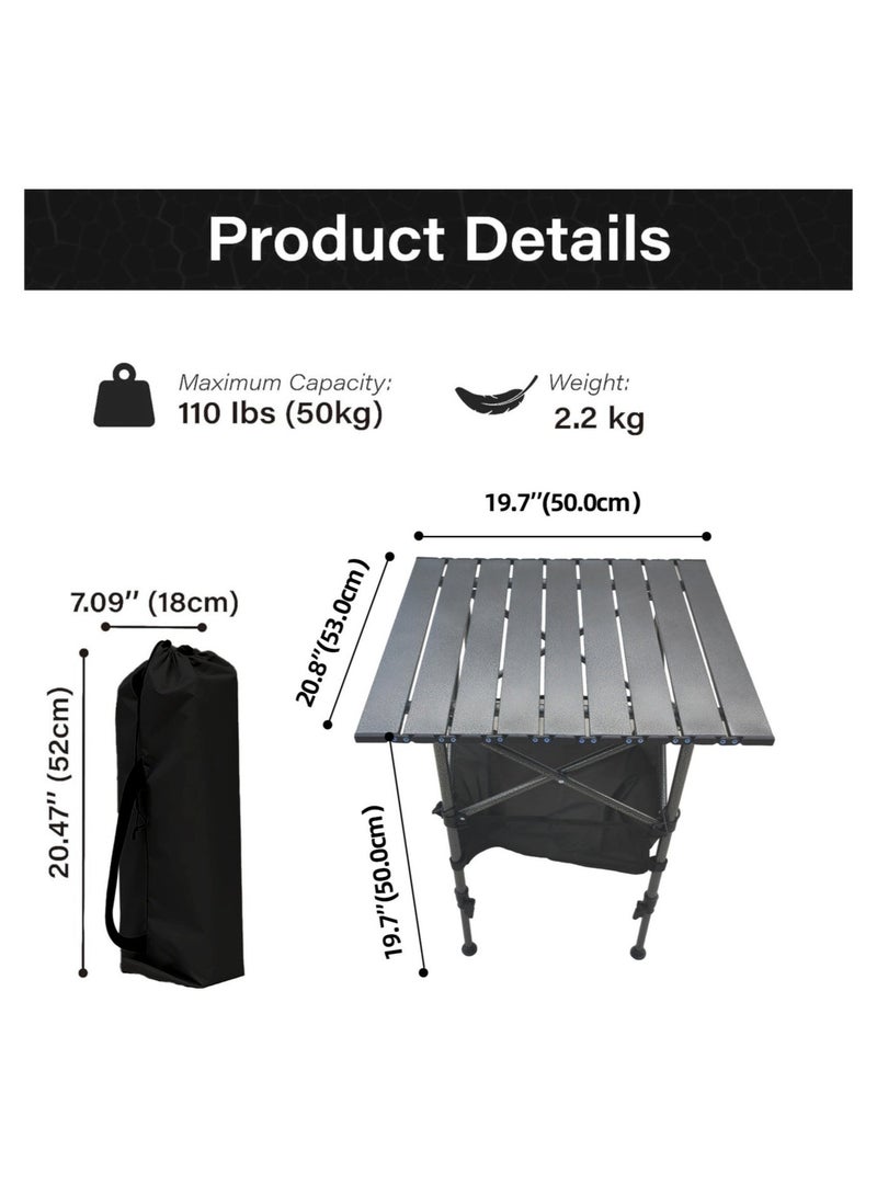 WALALLA Foldable Table, Folding Camping Table, Roll-Top Table w/Mesh Bag, Roll-up Table with Mesh Storage Organizer and Carry Bag, Folding Beach Table for Camping, Beach, Picnic, BBQ - Image 5