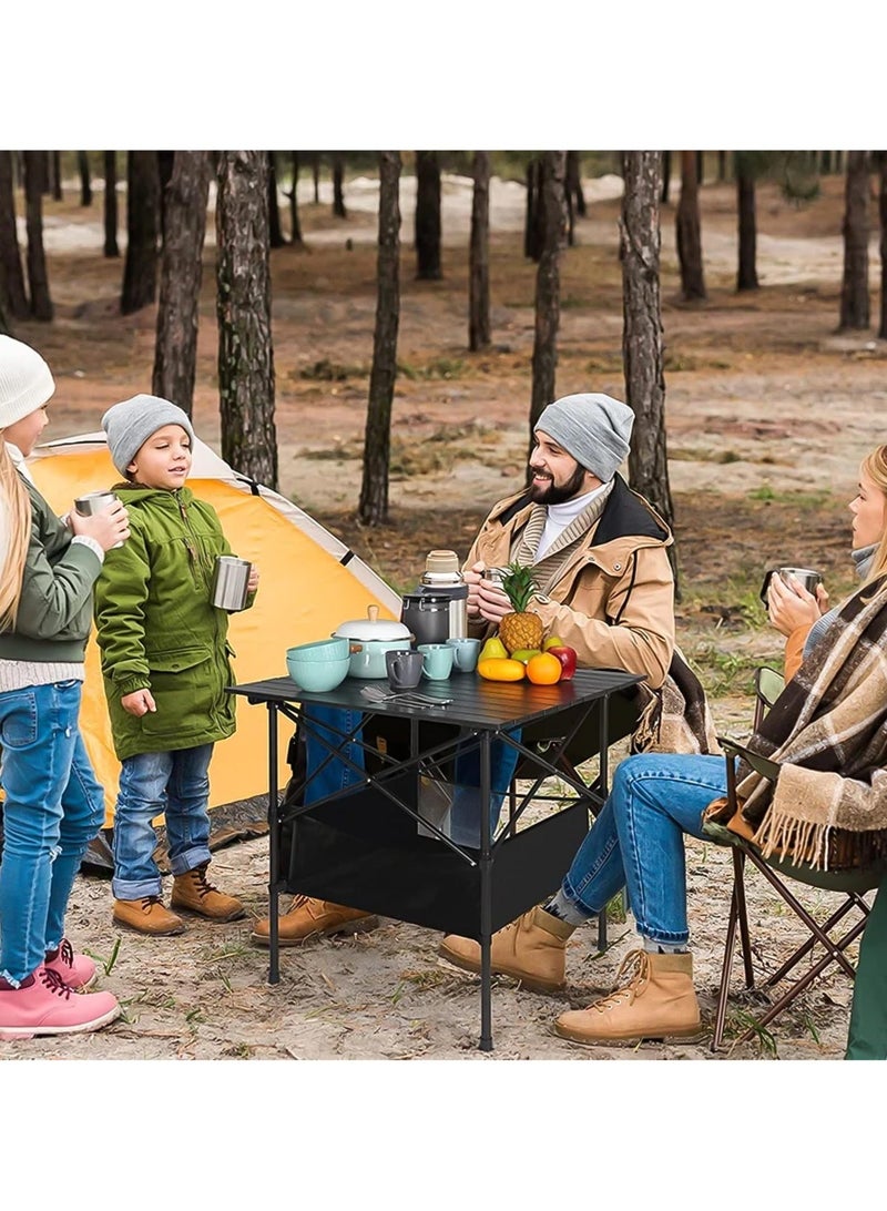 WALALLA Foldable Table, Folding Camping Table, Roll-Top Table w/Mesh Bag, Roll-up Table with Mesh Storage Organizer and Carry Bag, Folding Beach Table for Camping, Beach, Picnic, BBQ - Image 2