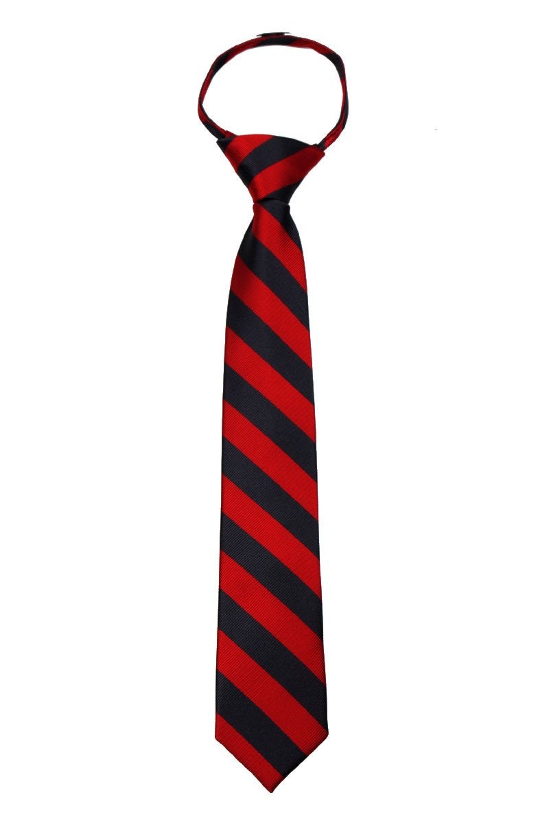 BUYYOURTIES B-ZIP-JCS-ADF-1-2 - Boys Zipper Repp Stripe College Printed Necktie Ties - Image 1
