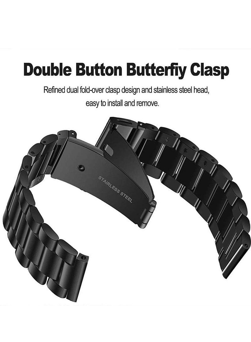 Quick Release Stainless Steel Metal Replacement Straps 20mm Compatible With Amazfit 3/ GTS 4/4 Mini/Bip 3/Pro/GTS 2 Mini/GTS 2e/Bip U/U Smartwatch Black - Image 1