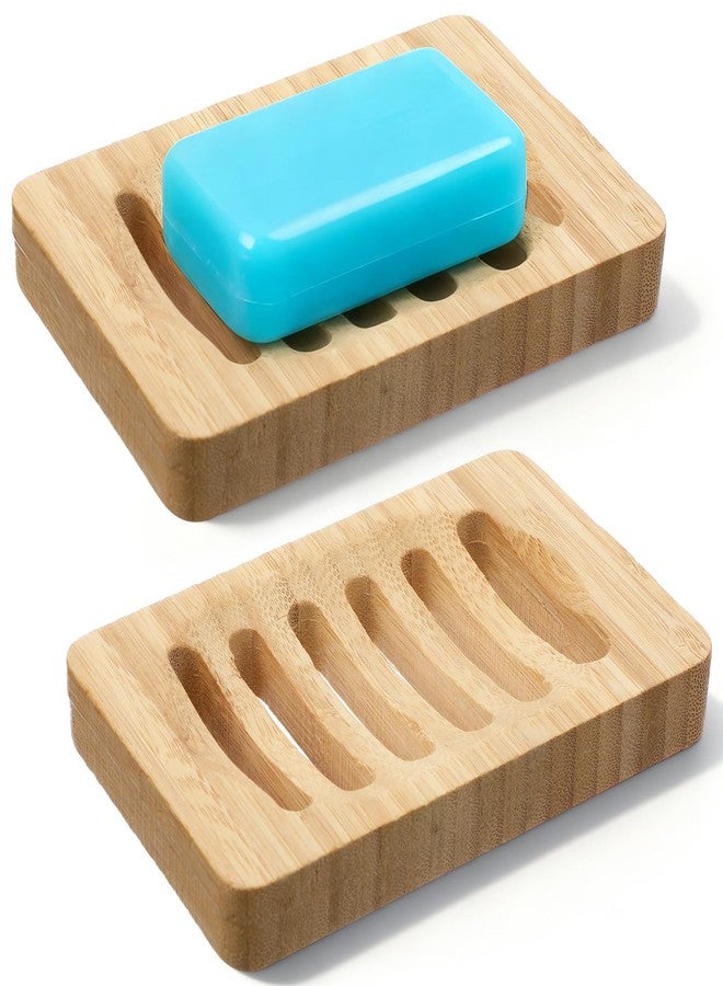 Neyauo 2 Pack Wooden Soap Holder Waterproof Self Draining Soap Dish Wood Soaps Tray for Shower Bathroom Kitchen Bathtub - Image 1