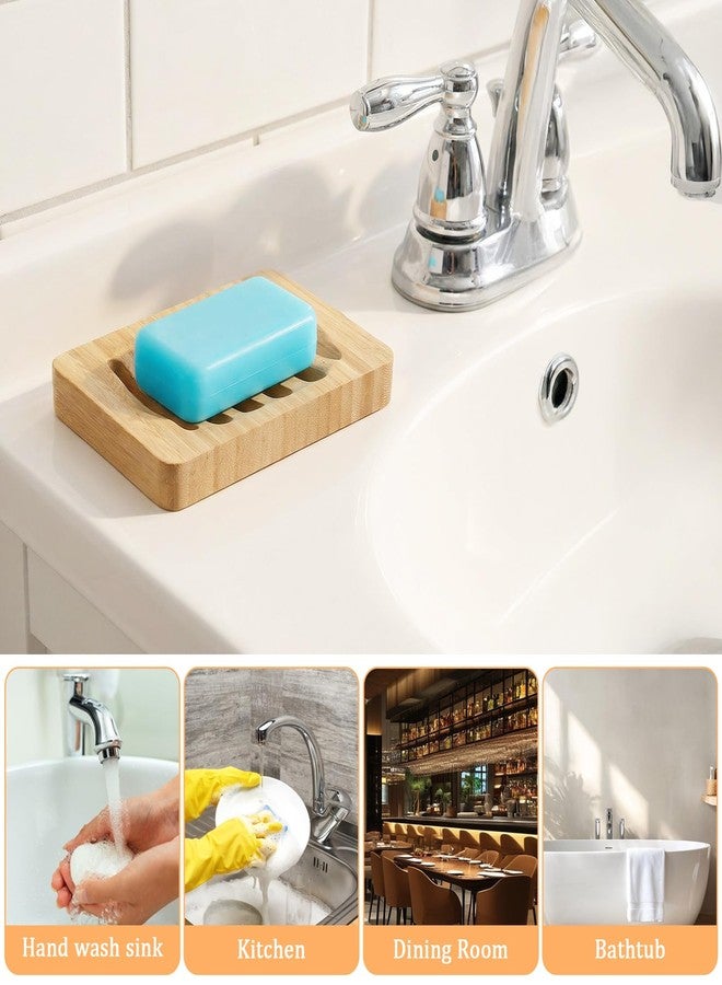 Neyauo 2 Pack Wooden Soap Holder Waterproof Self Draining Soap Dish Wood Soaps Tray for Shower Bathroom Kitchen Bathtub - Image 3