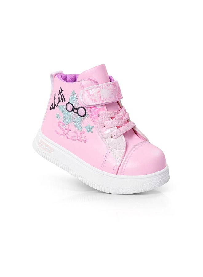 أحذية رياضية عالية للبنات، تصميم مطرز، خفيفة الوزن ومرنة، نعل غير قابل للانزلاق، سهلة الارتداء مع أربطة مرنة و شريط لاصق