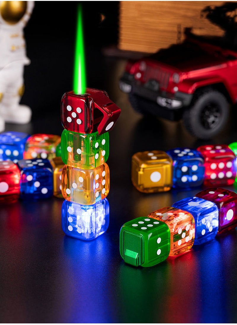 Generic - Creative Personality Dice Shape Transparent Color Light Windproof Inflatable Lighter Gift Blue Style (Without Gas) - Image 1