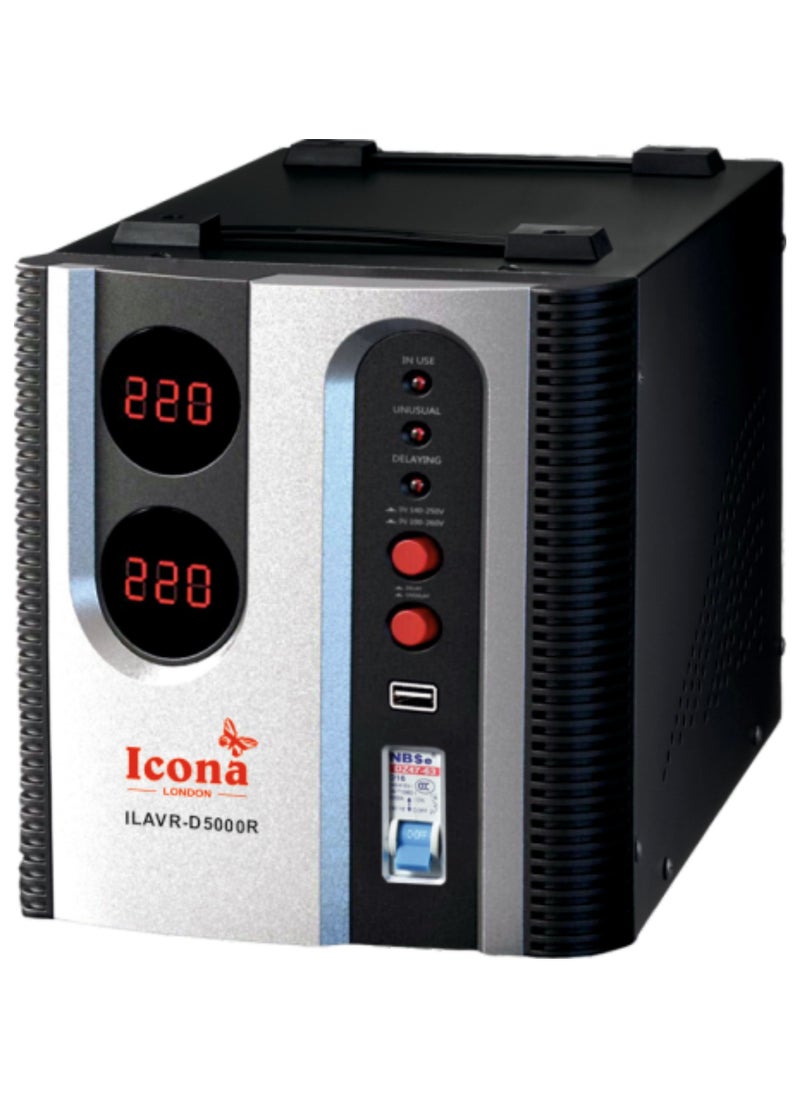 ICONA Icona 5000W Voltage Regulator with Transformer – Step Up/Down 110/120V to 220/240V or 220/240V to 110/120V, Automatic Voltage Stabilizer, ICOPOWER Technology  - Image 1