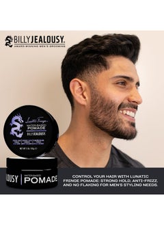 Billy Jealousy Billy Jealousy Lunatic Fringe Water-Based Pomade for Men, Strong Hold, High Shine, Water Soluble and Vegan Hair Product Ideal for Medium to Long Thick Mane, 3 oz  - Image 3