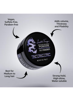 Billy Jealousy Billy Jealousy Lunatic Fringe Water-Based Pomade for Men, Strong Hold, High Shine, Water Soluble and Vegan Hair Product Ideal for Medium to Long Thick Mane, 3 oz  - Image 4