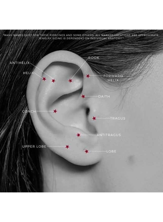 حلقات اللسان الفولاذ المقاوم للصدأ 14G الأسياخ المستقيمة المجوهرات المخترقة، أقراط عظام الأذن المصنوعة من الفولاذ المقاوم للصدأ، 12 مم، 14 مم، 16 مم (8PCS) - Image 3