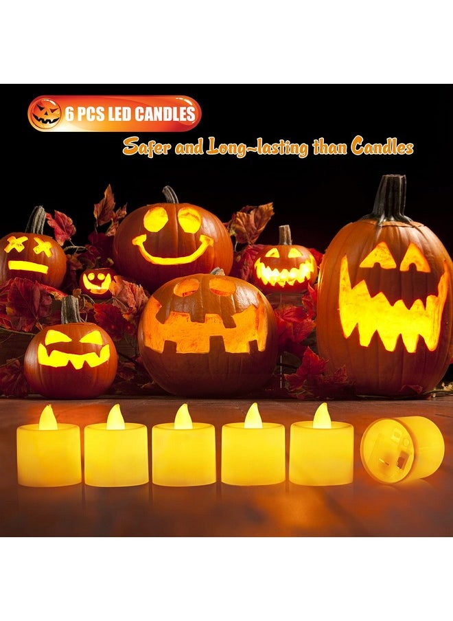 SKINOSM - Pumpkin Carving Kit For Kids, 6 Easy Halloween Pumpkin Carving Tools Set, 6 Led Candles, 10 Carving Stencils & 20 Halloween Cellophane Candy Bags - Image 1