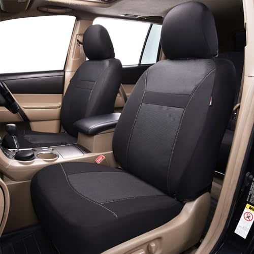 Flying Banner Car Seat Covers Full Set Universal fit Most Car,Truck,SUV and Van Comfortable Airbag Compatible Jacquard & Polyester (Full Set - Low Back, Black Black) - Image 3