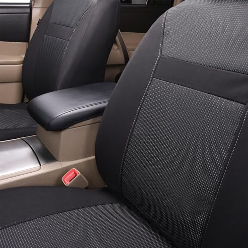 Flying Banner Car Seat Covers Full Set Universal fit Most Car,Truck,SUV and Van Comfortable Airbag Compatible Jacquard & Polyester (Full Set - Low Back, Black Black) - Image 4
