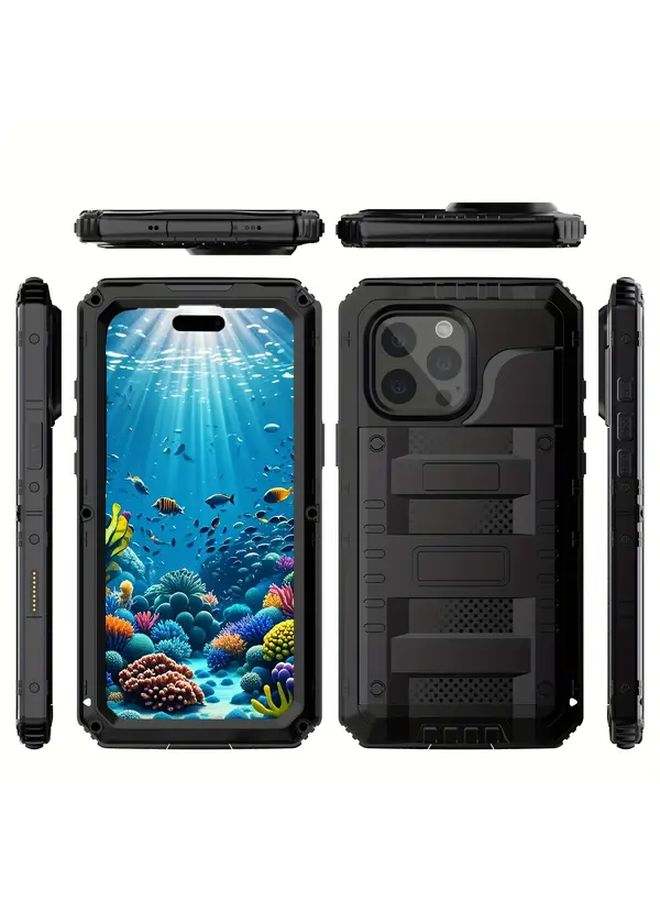 Heavy Duty Red Metal Phone Case Compatible With iPhone 14 With Soft Silicone Buttons Luxury Finish Outdoor Sports Anti Drop Protective Cover - Image 2