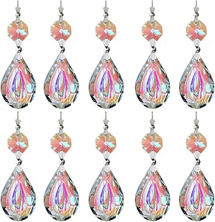 HD H&D Colorful Lamp Prisms Parts 38mm Loquat Shape with Octagon Bead Chandelier Glass Crystals Hanging Drops Christmas - Image 1