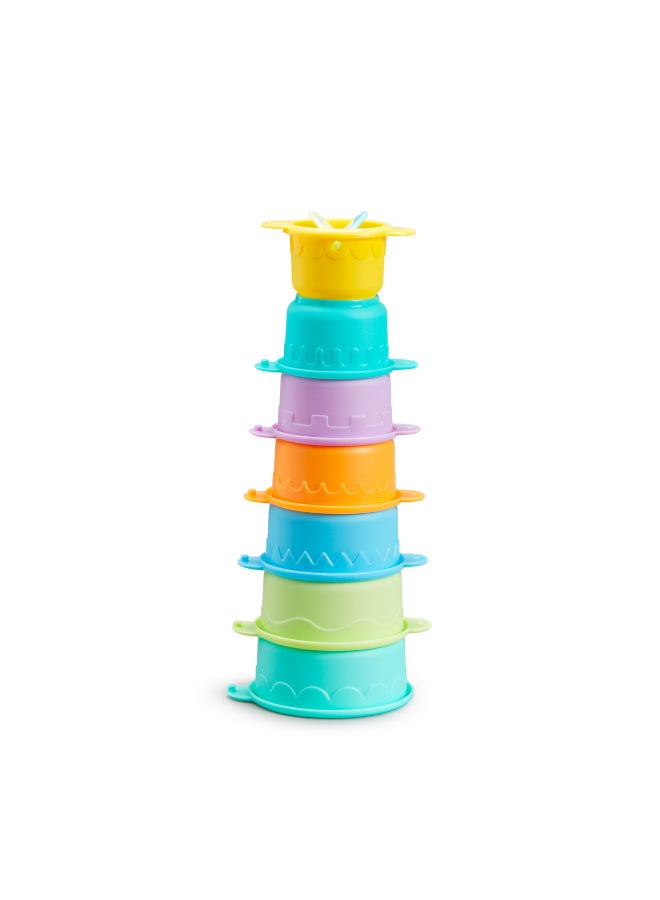 Munchkin Connect-A-Cup™ Bath Cups Set Baby Bath Toy with Stacking, Scooping & Pouring Water Play - Image 5
