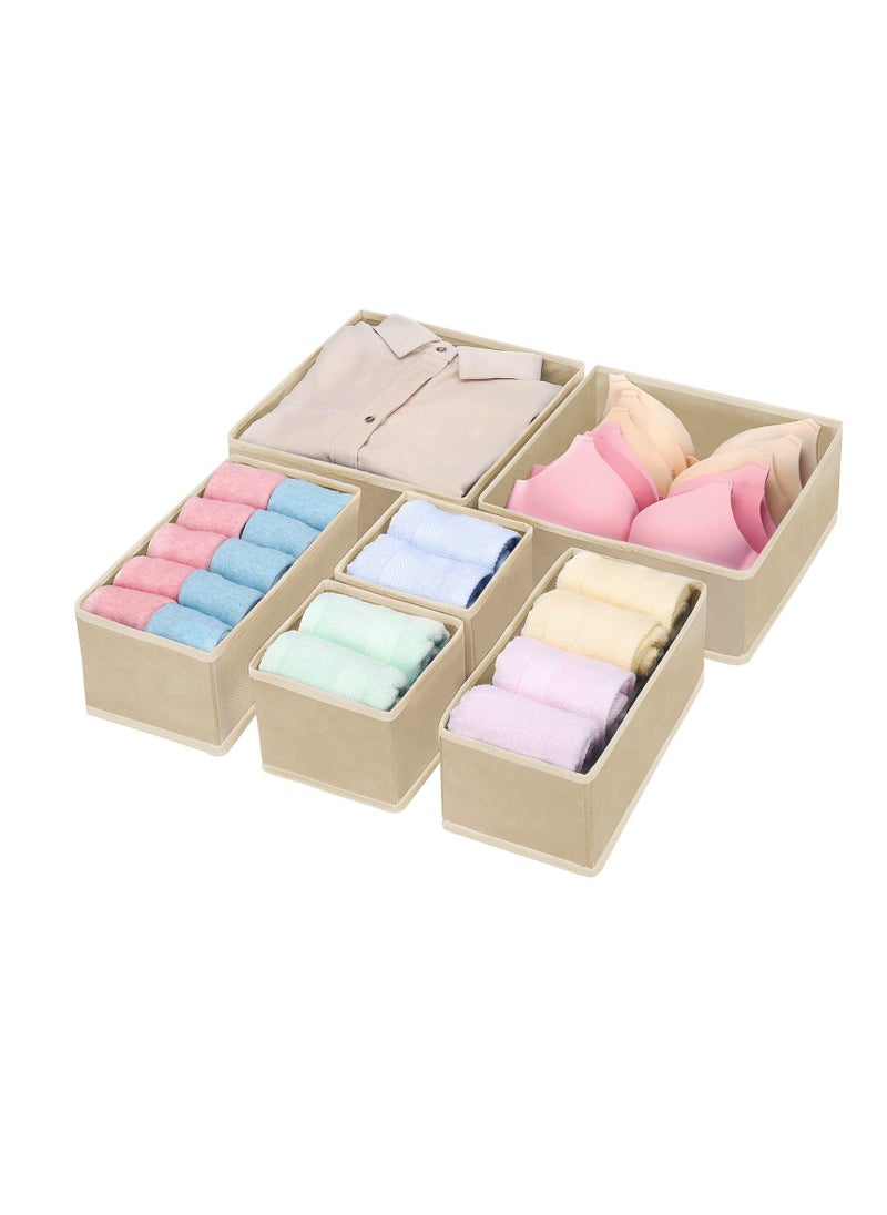 Generic - 6-Pack Foldable Beige Fabric Drawer Organizers for Underwear, Socks and Shirts, Perfect Closet Storage Solution - Image 1