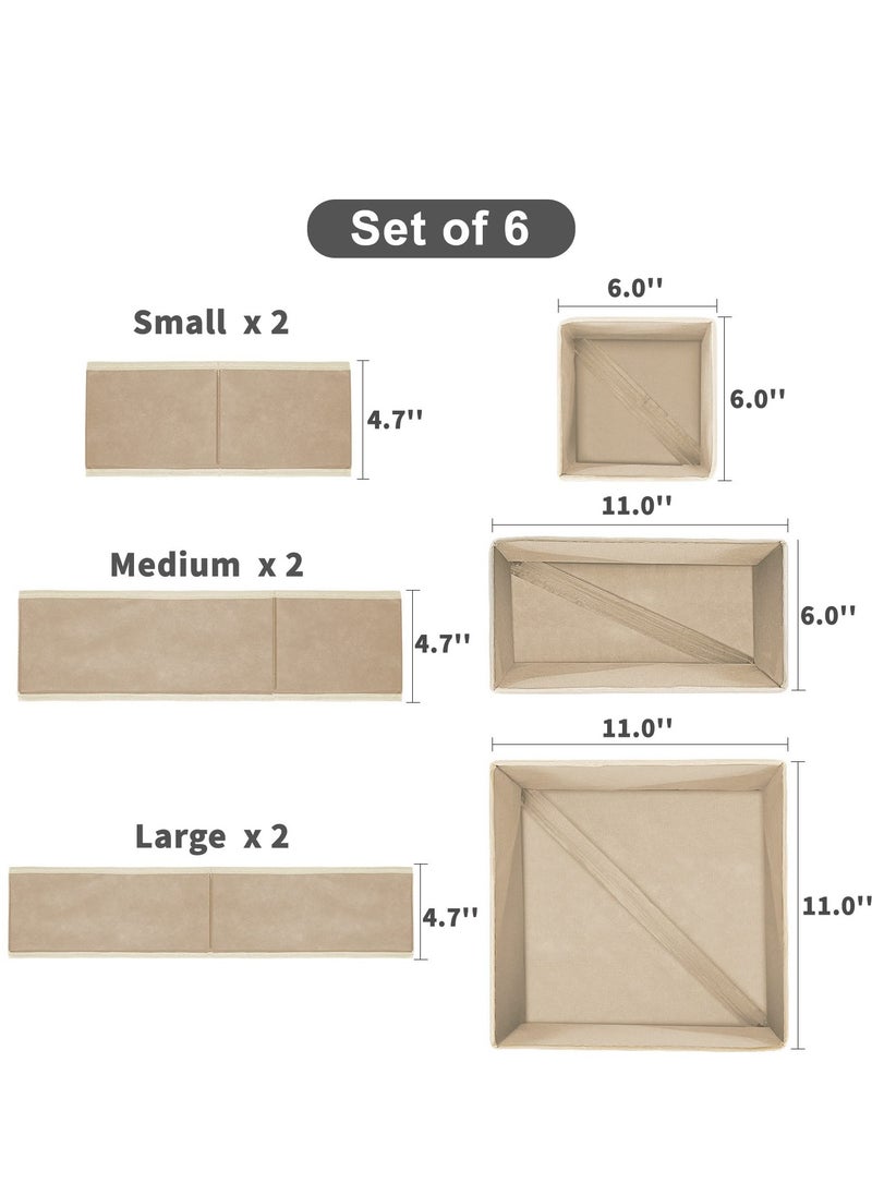 Generic - 6-Pack Foldable Beige Fabric Drawer Organizers for Underwear, Socks and Shirts, Perfect Closet Storage Solution - Image 1