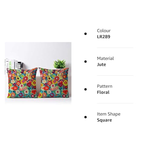 The Purple Tree Ethnic Printed Jute Cushion Covers (16X16 Inch, Pack of 2) Cushion Covers, Jute Cushion Covers, Sofa Cushion Covers, Diwali Cushion Cover Lr289, 220 TC, Multicolor - Image 4