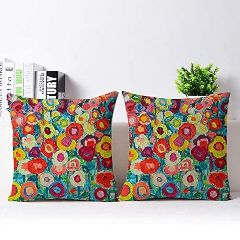 The Purple Tree Ethnic Printed Jute Cushion Covers (16X16 Inch, Pack of 2) Cushion Covers, Jute Cushion Covers, Sofa Cushion Covers, Diwali Cushion Cover Lr289, 220 TC, Multicolor - Image 5