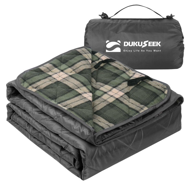 DUKUSEEK Waterproof Stadium Blanket Hooded Outdoor Blankets Waterproof Windproof for Cold Weather Emergency Warm Blanket with Quilted Cotton and Thick Fleece for Picnic Camping Outdoor Sports
