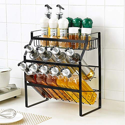 Tomorotec 3Tier Compact Size Kitchen Spice Organizer Shelf Rack Storage Bar Storage Cabinet Organization Kitchen Counter  Cabinet Shelf Organizer - Image 1