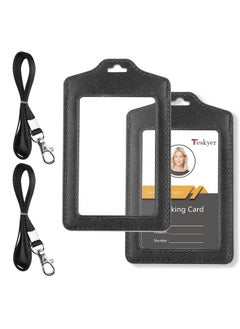 2 Pack Of Double Sided Clear Badge Holder With Lanyard Pu Leather Id Badge Name Card Holder With Stainless Steel Jhook Nylon Lanyard For Work Id School Id Metro Card Access Card Black - pzsku/Z68D6D745EEF3FC4CC3DDZ/45/_/1720701987/05aed314-cb8d-4d53-b7a4-e0243cdc3364