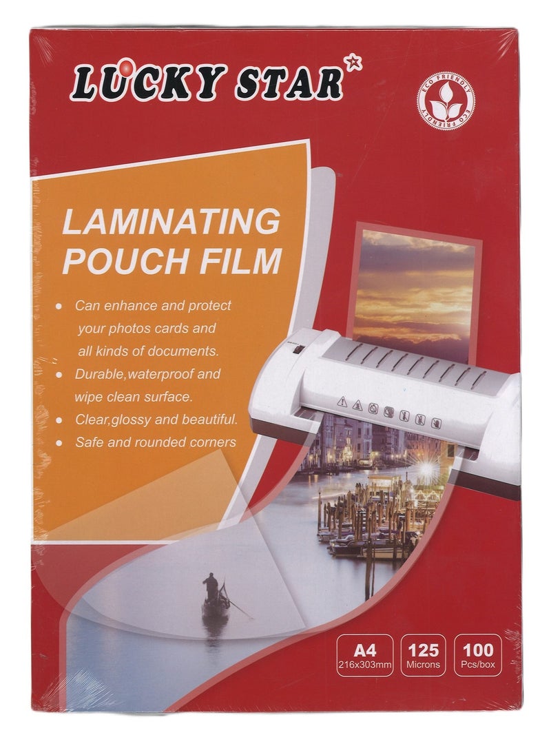 Lucky Star 100-Piece A4 Size Lamination Pouch 125 Micron Thickness  - Image 1