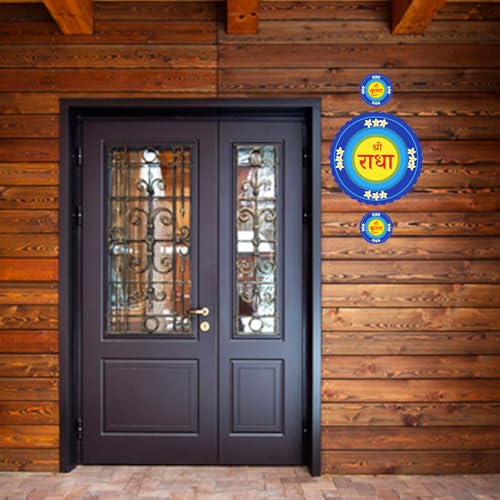 AtOdds - Shree Radha-Krishna Naam Circle Sticker - for House Door, Walls, Mandir, Temple - Nazarbattu(Evil Eye Protection) (Self-Adhesive Sticker) (3 inch, 6-Pair) - Image 5