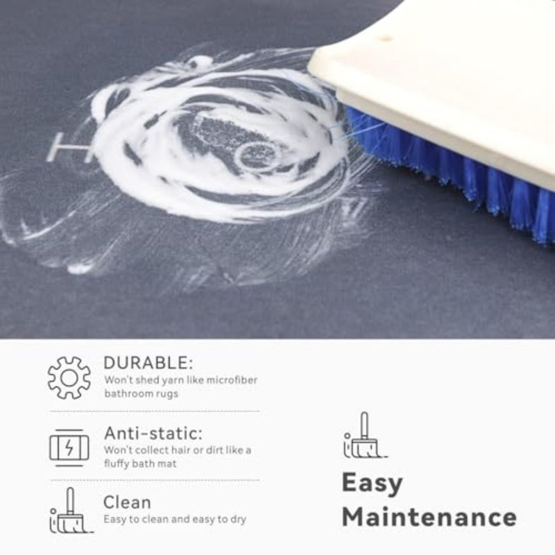 Grey Diatom Bath Mat, Quick-Dry Super Absorbent Bathroom Floor Mat - Non-Slip Thickened Soft Bathtub Rug, Easy to Clean 60x40cm - Image 5