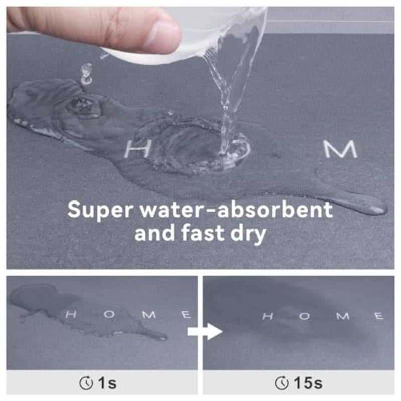 Grey Diatom Bath Mat, Quick-Dry Super Absorbent Bathroom Floor Mat - Non-Slip Thickened Soft Bathtub Rug, Easy to Clean 60x40cm - Image 3