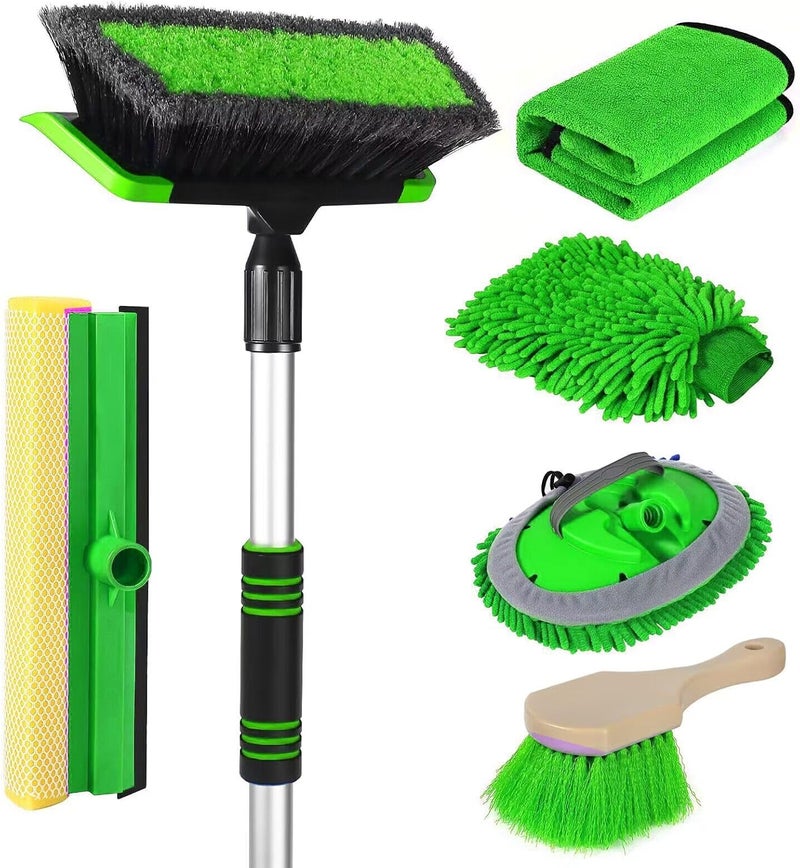 Wontolf 62'' Car Wash Brush with Long Handle Chenille Microfiber Car Wash Mop Kit Mitt Car Washing Brush Cleaning Kits Car Care Kits Scratch-Free Replacement Head Towels for Cars RV Truck Boat - Image 1