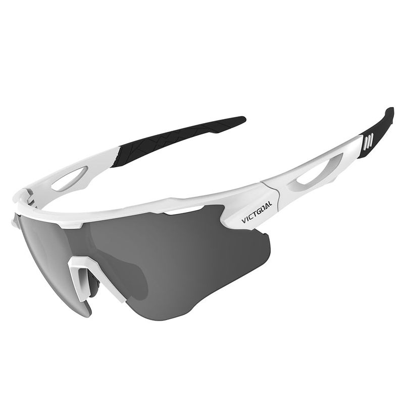VICTGOAL نظارات فيكتغول للدراجات للرجال والنساء مع عدسات قطبية وحماية من الأشعة فوق البنفسجية نظارات شمسية للدراجات إطار TR90 لنظارات الدراجات الجبلية بيضاء