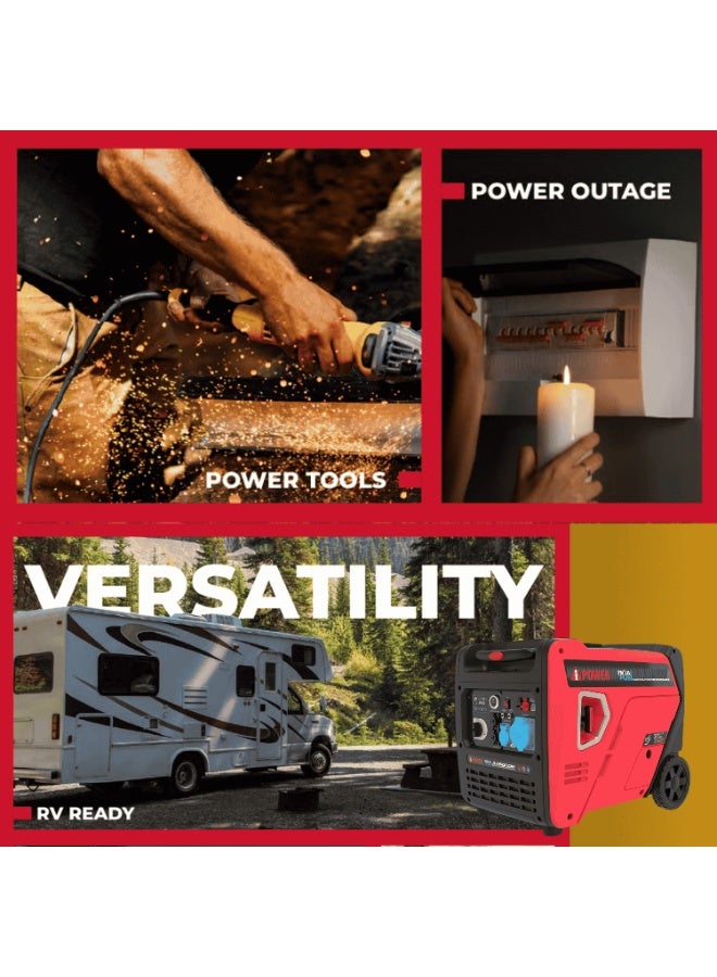 اي باور مولد عاكس صامت ثنائي الوقود، بقوة ٦٥٠٠ واط | محطة طاقة متنقلة تعمل بالبنزين وغاز البترول المسال | تردد ٥٠/٦٠ هرتز | هدوء فائق ٦٠ ديسيبل | تشغيل عن بُعد | طاقة نظيفة ومستقرة للاستخدام المنزلي، والتخييم، والمركبات الترفيهية، والاستخدام الخارجي - طراز SM6500DFi - Image 2