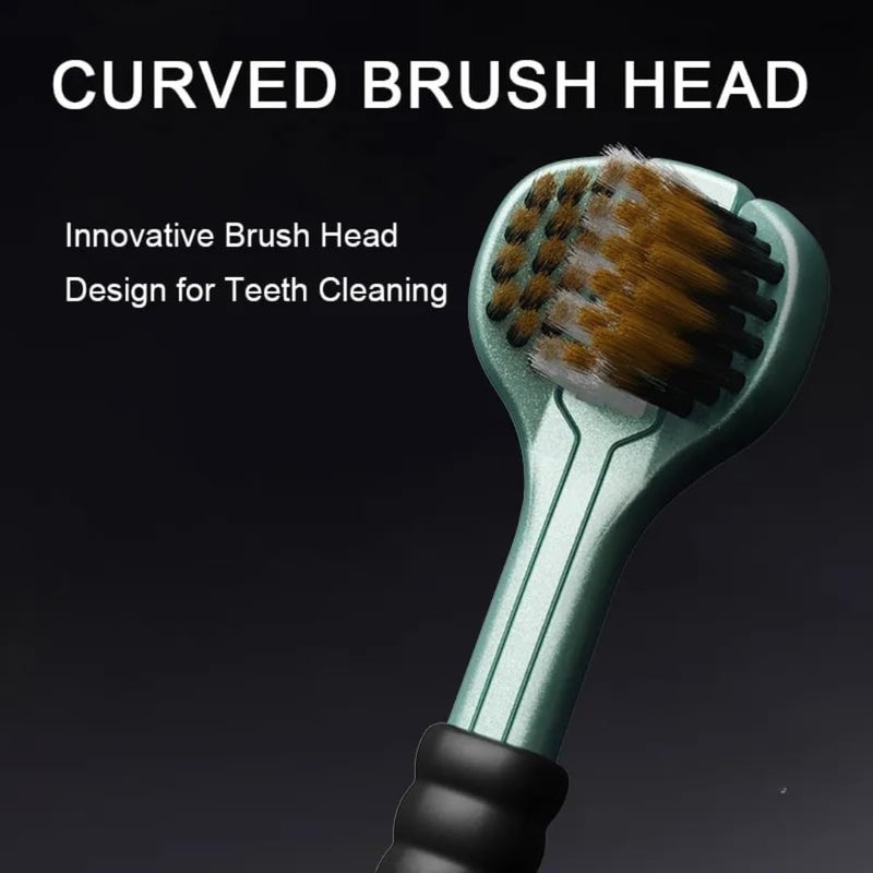 ISTORE 3‑Sided Toothbrush Ultra‑Soft Bristles | Triple‑Head 360° Manual Brush for Plaque Removal & Sensitive Gums | Built‑In Tongue Scraper | Eco‑Friendly BPA‑Free Design | 6Pcs - Image 3