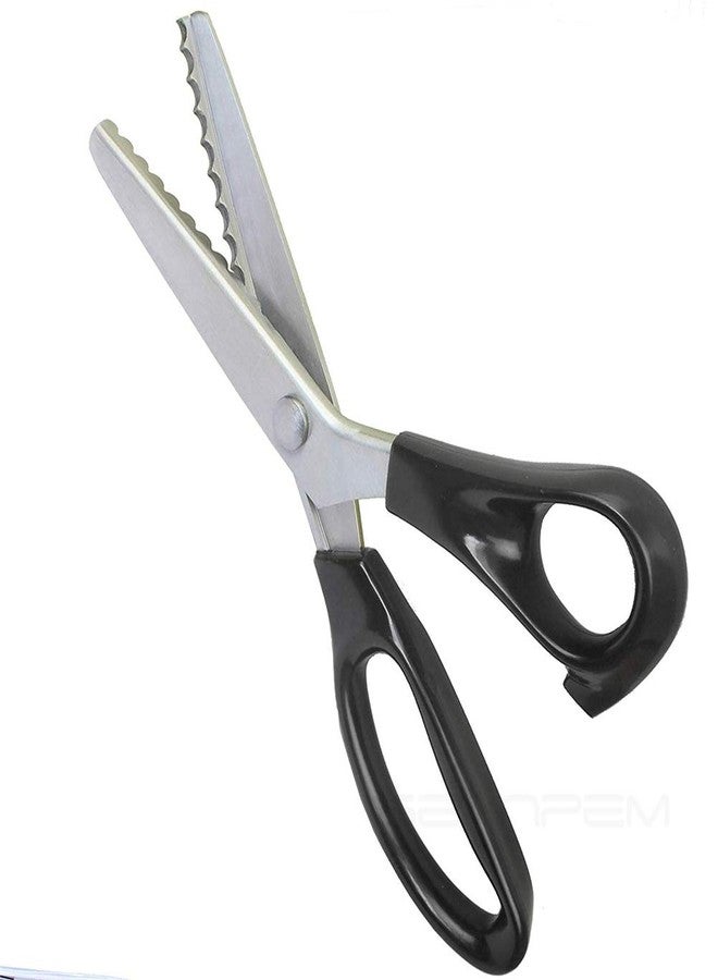 KimDaro Serrated Scalloped Edge Pinking Shears, Multifunction Stainless Steel Shears Tailor Scissors, Professional Zig-Zag Cut Scissors, Sewing Craft Paper Clothing Fabric Cut for Home(Scalloped, 10mm) - Image 1