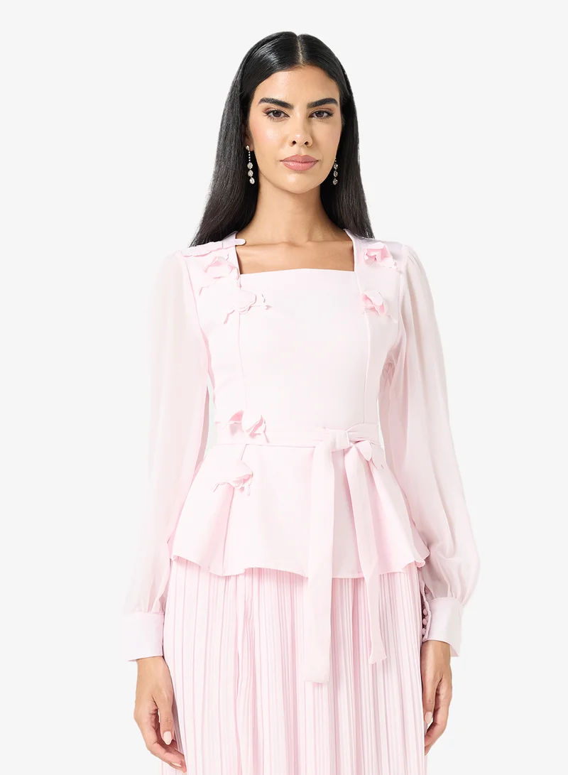 Khizana  Peplum Top and Pleated skirt for Women | Best Price UAE