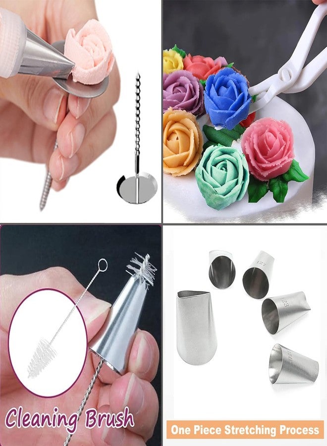 MDLJG Professional Cake Decorating Kit - 23 PC Stainless Steel Icing Piping Tips, rose flower piping tips, Flower Nails & Lifter for Fondant, Cupcakes, Floral Cupcake Wedding Cake Design Tools - Image 4